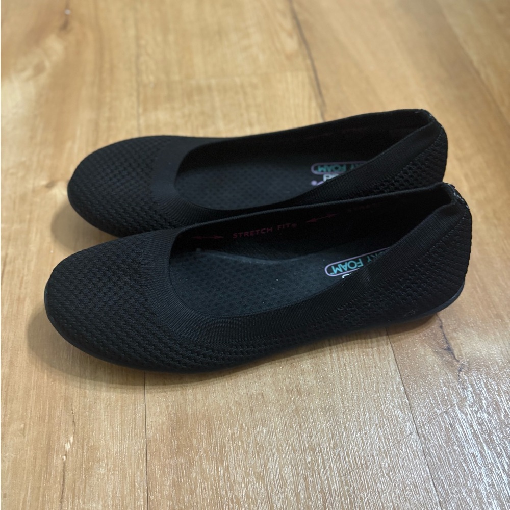 Women's Black Knit Comfort Ballet Flats